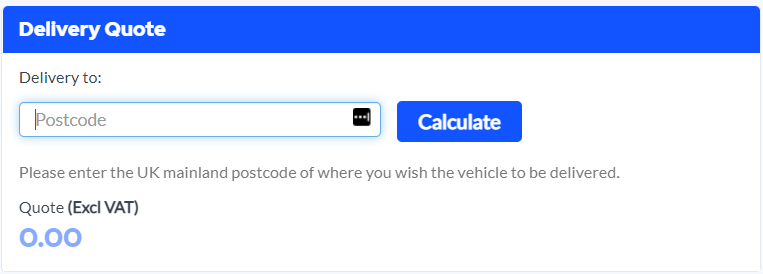 The Delivery Quote Calculator on the Lot Details page